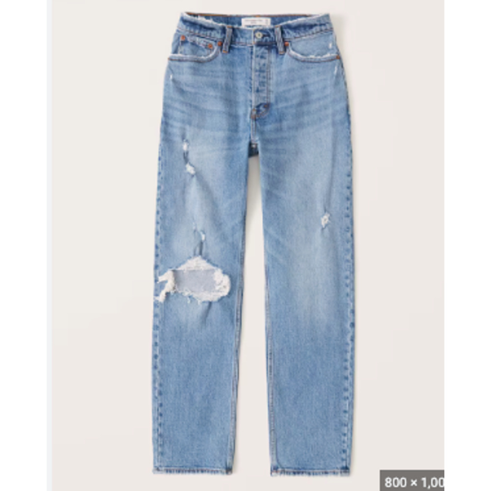 ABERCROMBIE & FITCH Blue The Dad High Rise Curve Love Knee Hole 30/10